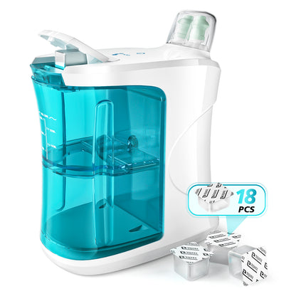 Nasal Irrigation System, Sinus Rinse Machine Easy to Disassemble, Nose Cleaner with 18 Saline Capsule Included, Desktop Nasal Care, Nasal Flush System with 3 Modes