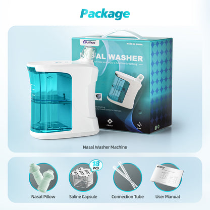 Sinus Rinse Machine, Nasal Flush System with 18 Saline Capsule Included, Electric Nasal Irrigation System with 3 Modes, Desktop Nasal Rinse Machine